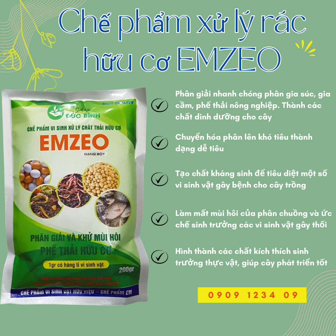 Chế phẩm vi sinh EMZEO Dùng ủ rác hữu cơ (Vườn Sài Gòn - Vuon Sai Gon)