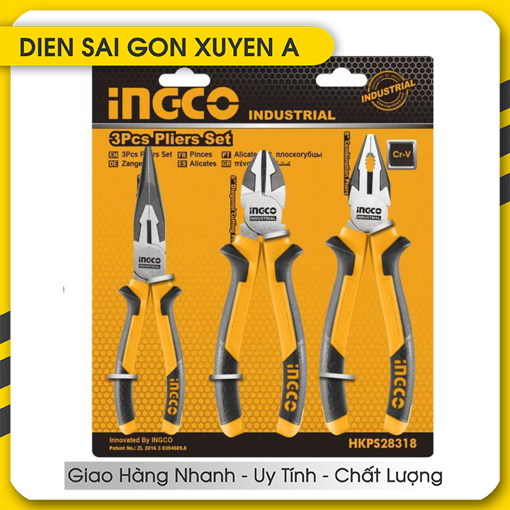 Bộ 3 kìm kềm răng cắt nhọn Pliers INGCO