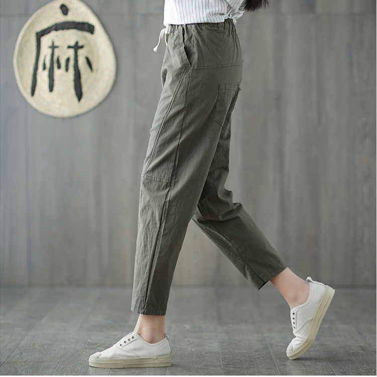 Quần baggy harem Linen nữ