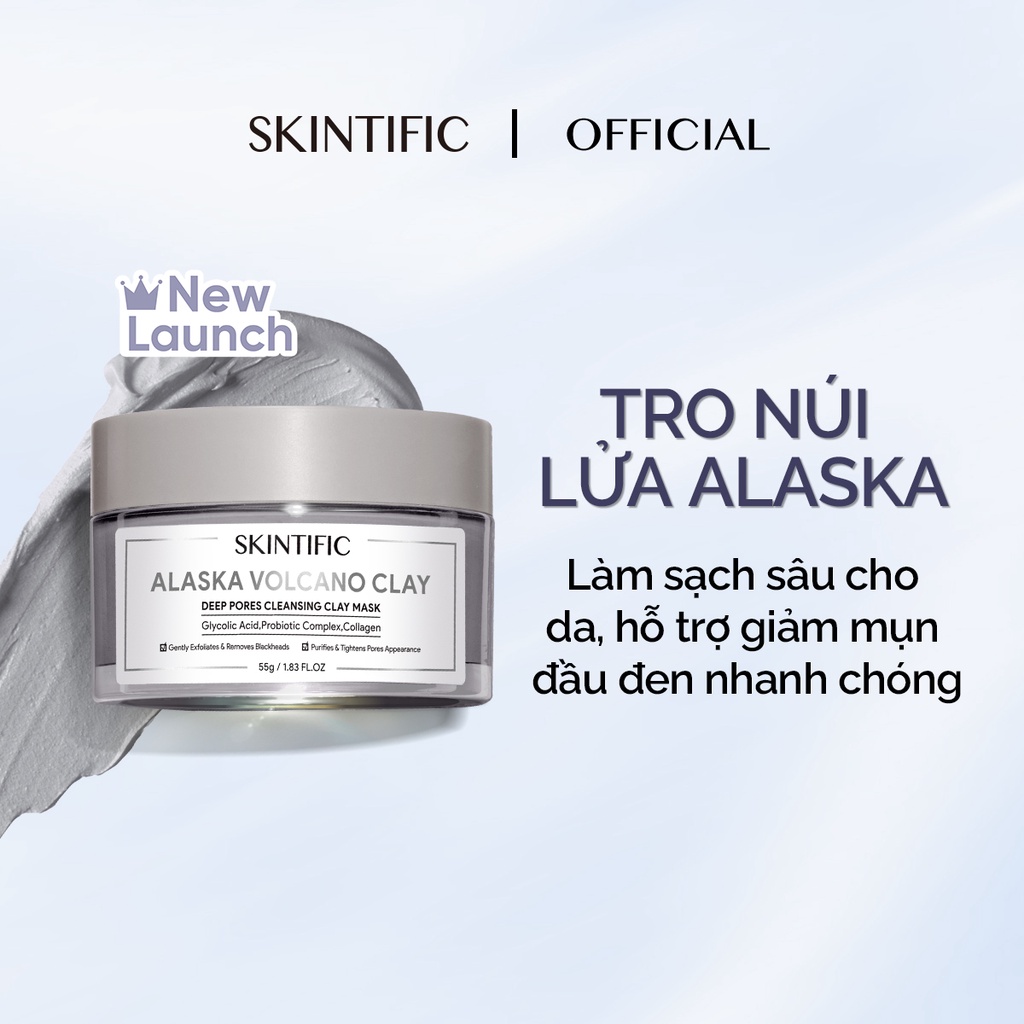 SKINTIFIC Mặt nạ đất sét tro núi lửa Alaska giúp làm sạch sâu 55g