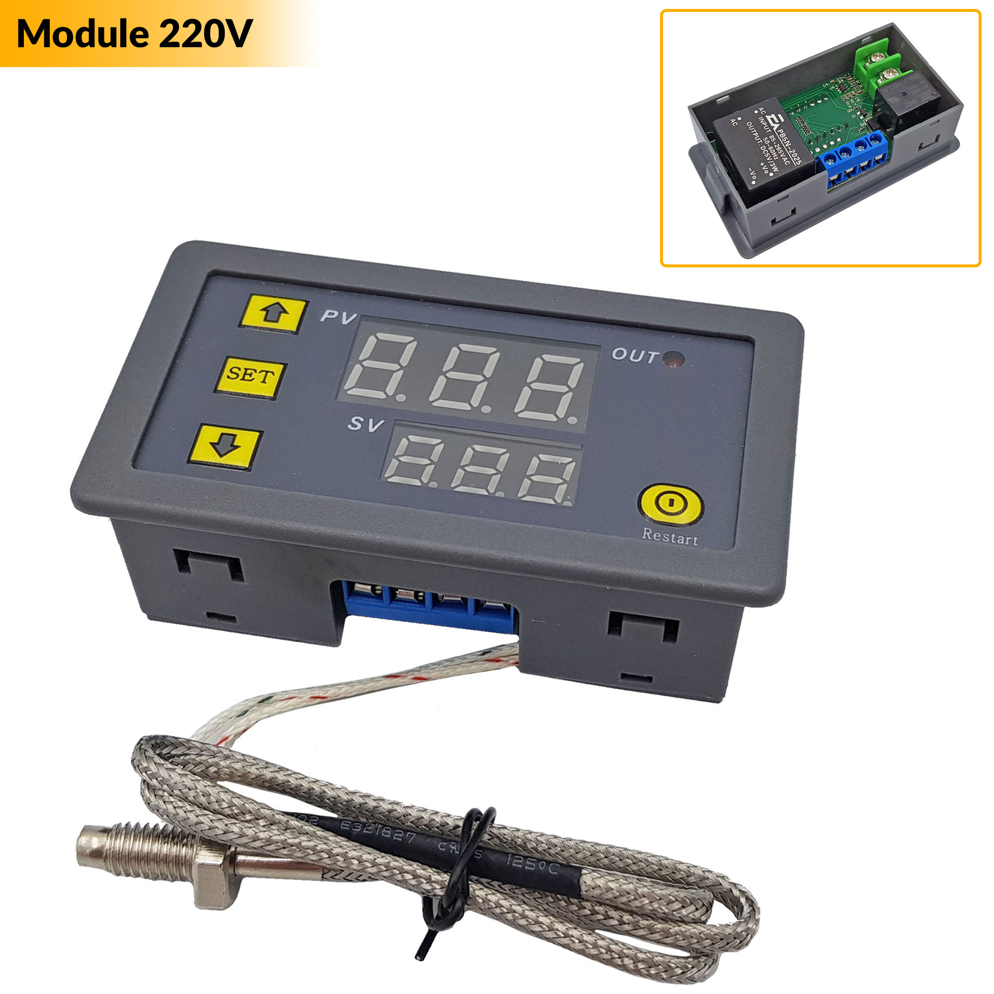 Bộ khống chế nhiệt độ Type-K 500 độ C 12VDC / 220VAC