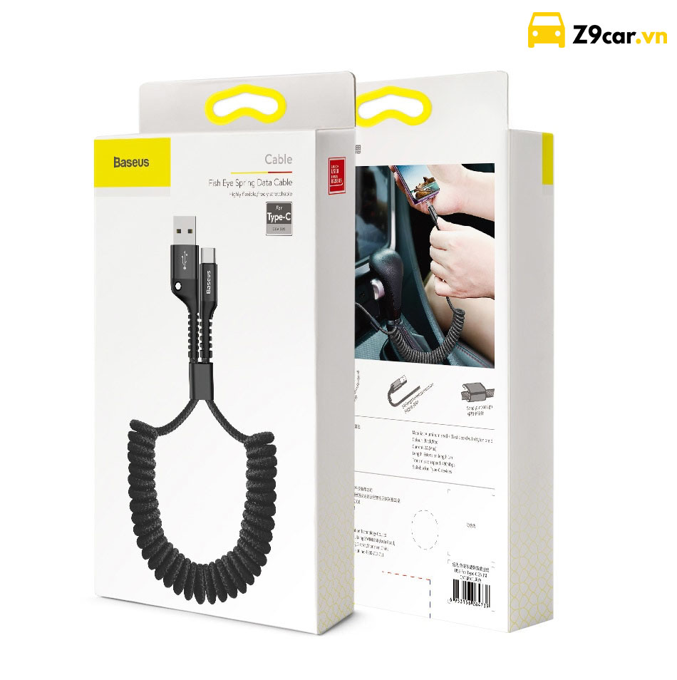 Dây cáp sạc iphone dây xoắn đàn hồi Baseus Fish Eye Spring Data dùng cho iPhone (Hỗ trợ sạc nhanh 2A Max, dài 1M)