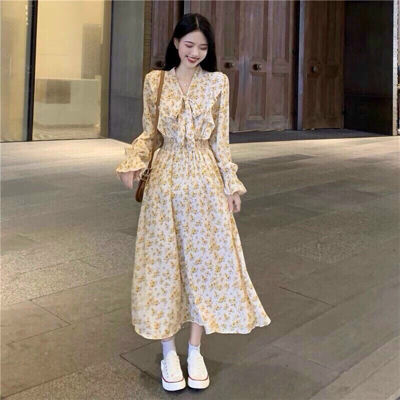 [FREESHIP MAX + HOÀN TIỀN MAX 15%] Đầm Maxi Hoa Nhí Tay Dài
