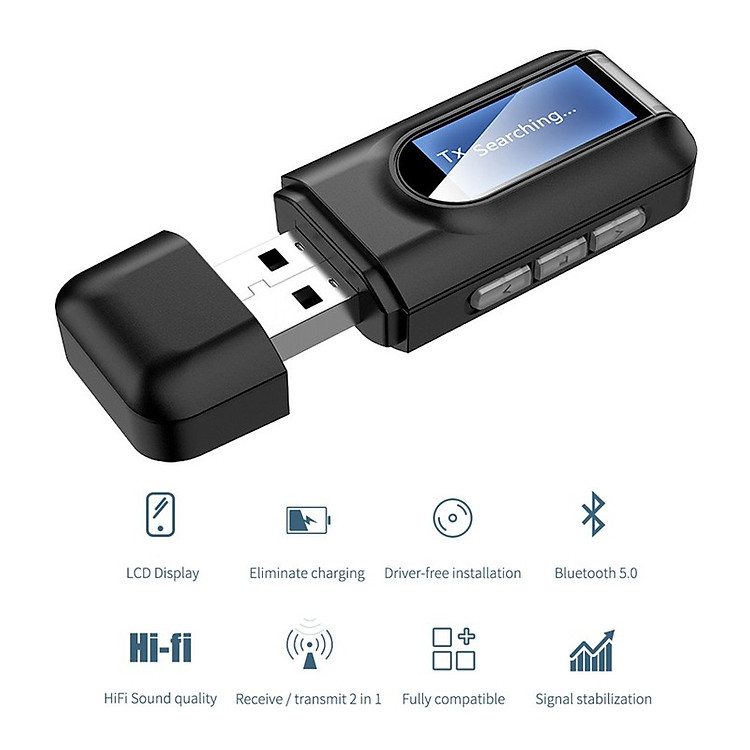 Usb thu phát âm thanh bluetooth 5.0 bt 2in 1