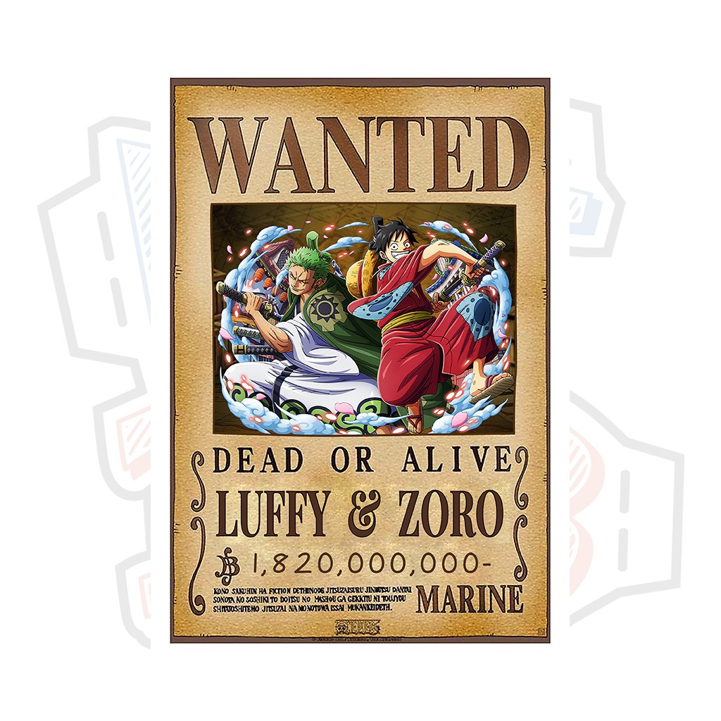 Poster truy nã Luffy & Zoro - One Piece