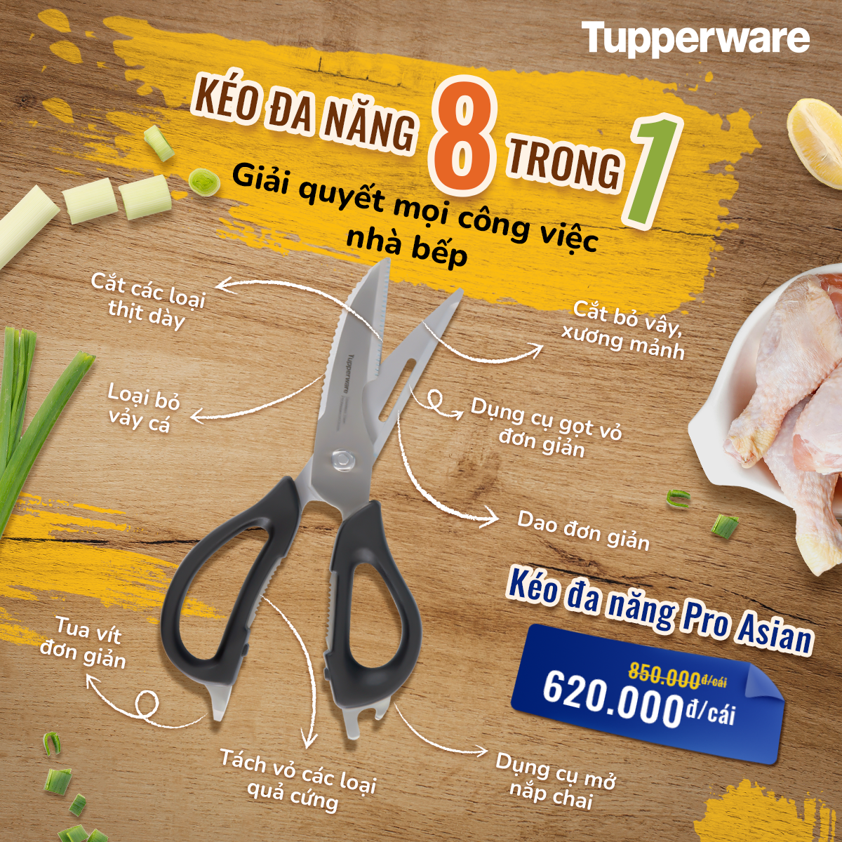 Kéo Đa Năng Tupperware 8 in 1 Pro-Asian - Tupperware Mall Chợ Lớn