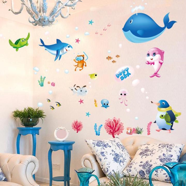 Xl7225 + xl7149 deep ocean combination wall decal mural New Technology printed for quality vivid color durable
