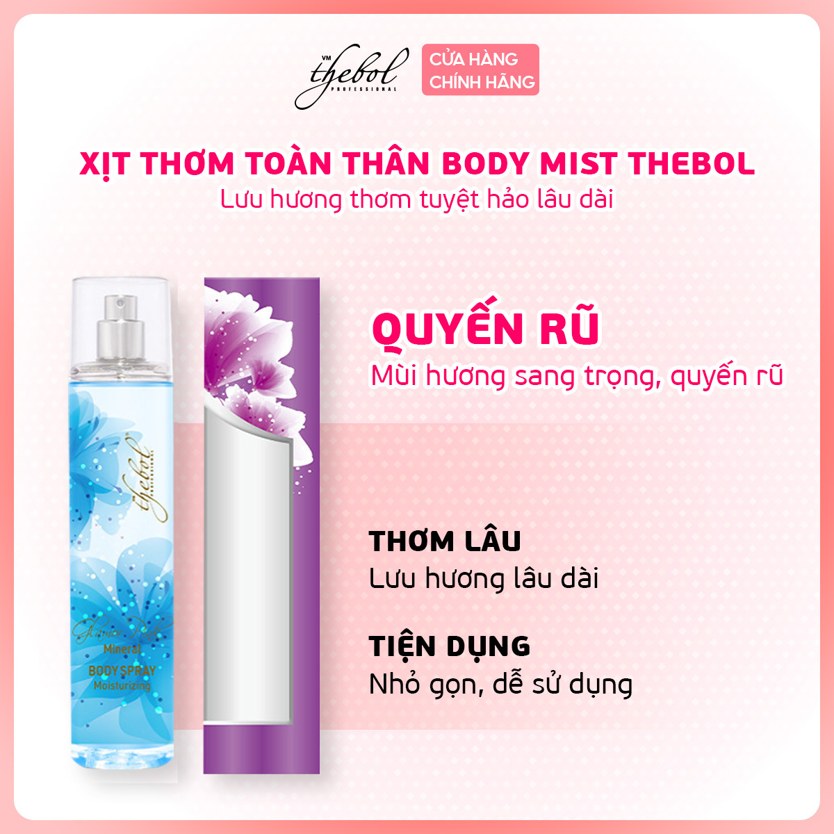 Xịt thơm toàn thân body mist Thebol tinh dầu nước hoa thơm thơm lâu 135ml
