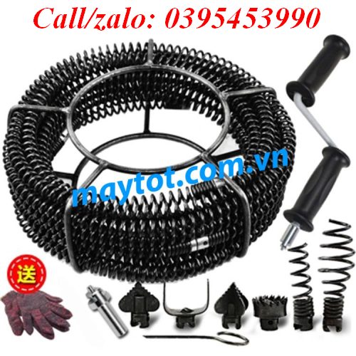 [HCM]dây thông cống lò xo phi 16 dùng tay quay ( dài 9m+1 bộ đầu thông+1 tay quay+ 1 đầu kết nối)