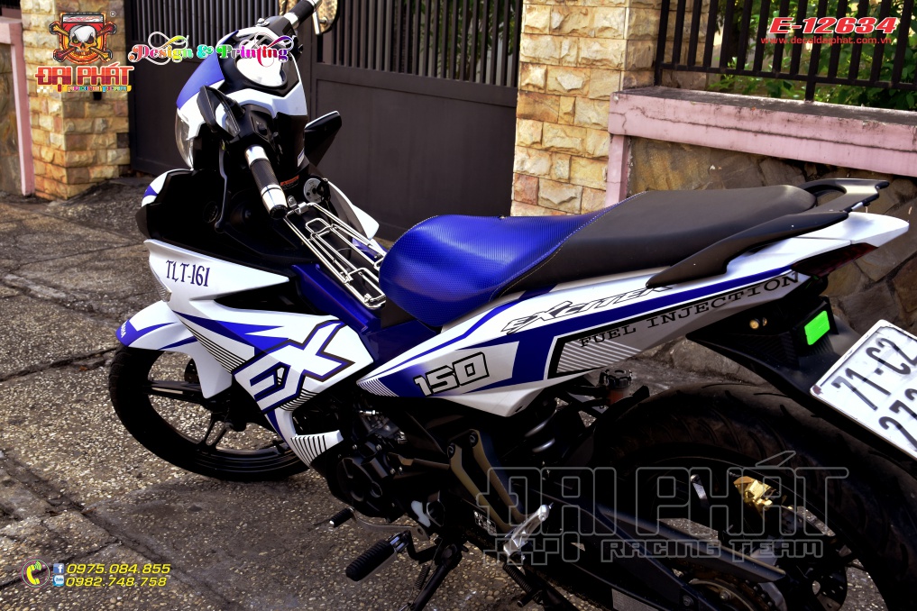 Tem Trùm Xe Exciter 150 MX King Xanh Bạc