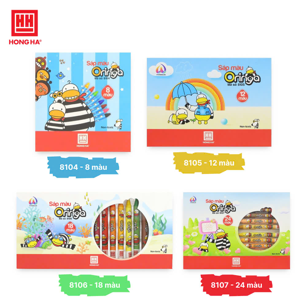 Hộp 12/18/24 Sáp Màu Oringa Hồng Hà - 8105/8106/8107