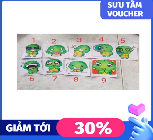 Combo 1 tem decal rùa cute dán xe, nón giá rẻ