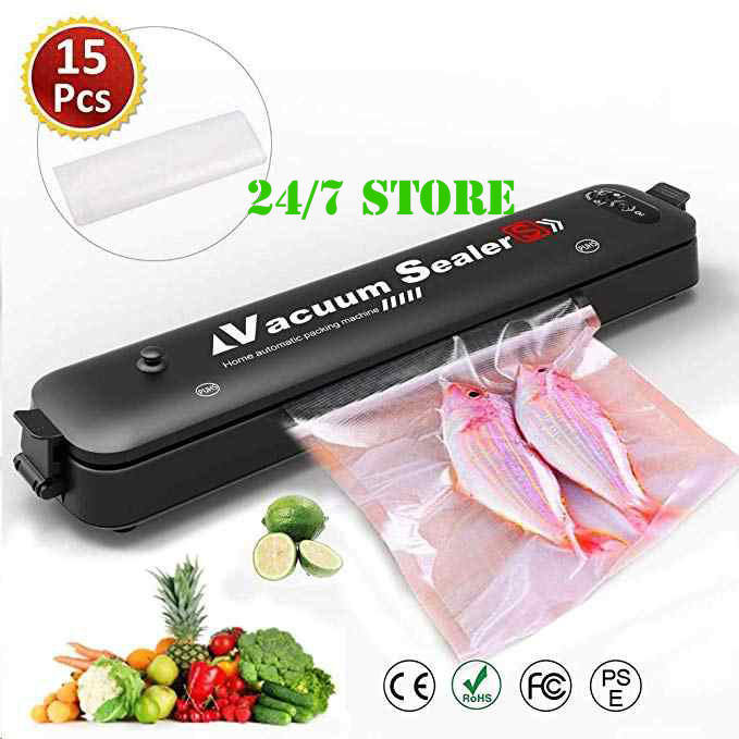 Máy Hút Chân Không Thực Phẩm Vacuum Sealer Tự Động Công Suất Lớn Dùng Cho Gia Đình Kiêm Hàn Miệng Túi - Tặng kèm 10 túi mặt nhám – Bảo Hành 6 Tháng lỗi 1 đổi 1