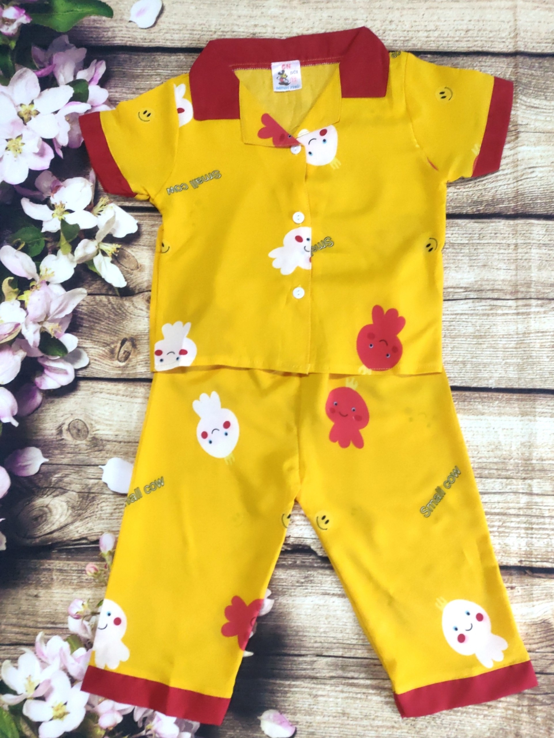 Bộ Lụa Tay Ngắn Quần Lửng Bé (6-14kg) (giao màu ngẫu nhiên)