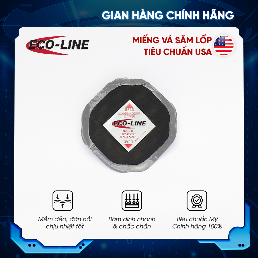 Hộp 20 miếng vá lốp Bias (55x55mm) - Ecoline BS0 tiêu chuẩn Mỹ