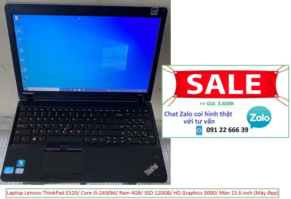Bảng giá Laptop Lenovo ThinkPad E520/ Core i5-2430M/ Ram 4GB/ SSD 120GB/ HD Graphics 3000/ Màn 15.6 inch (Máy đẹp) Phong Vũ
