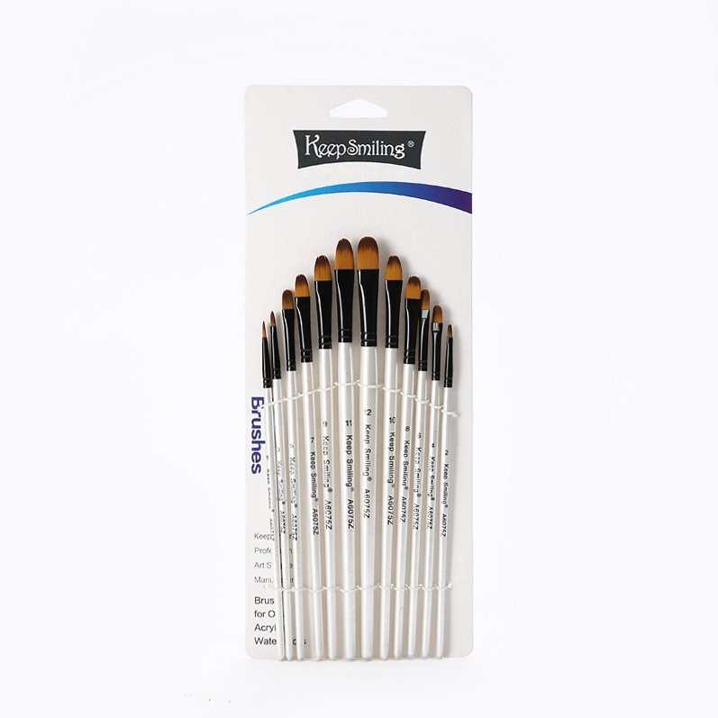 Bộ 12 cọ vẽ màu nước trắng ngọc trai Keep Smiling, waterbrush Lalunavn - B50
