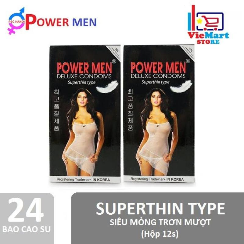 Bộ 2 hộp bao cao su Powermen Superthin 12s - Hãng phân phối chính thức nhập khẩu