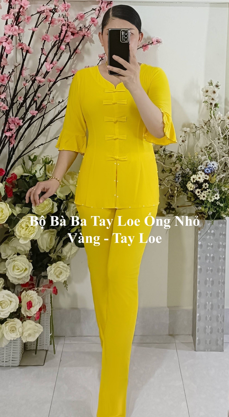 Bộ Bà Ba Tay Loe Quần Ống Nhỏ