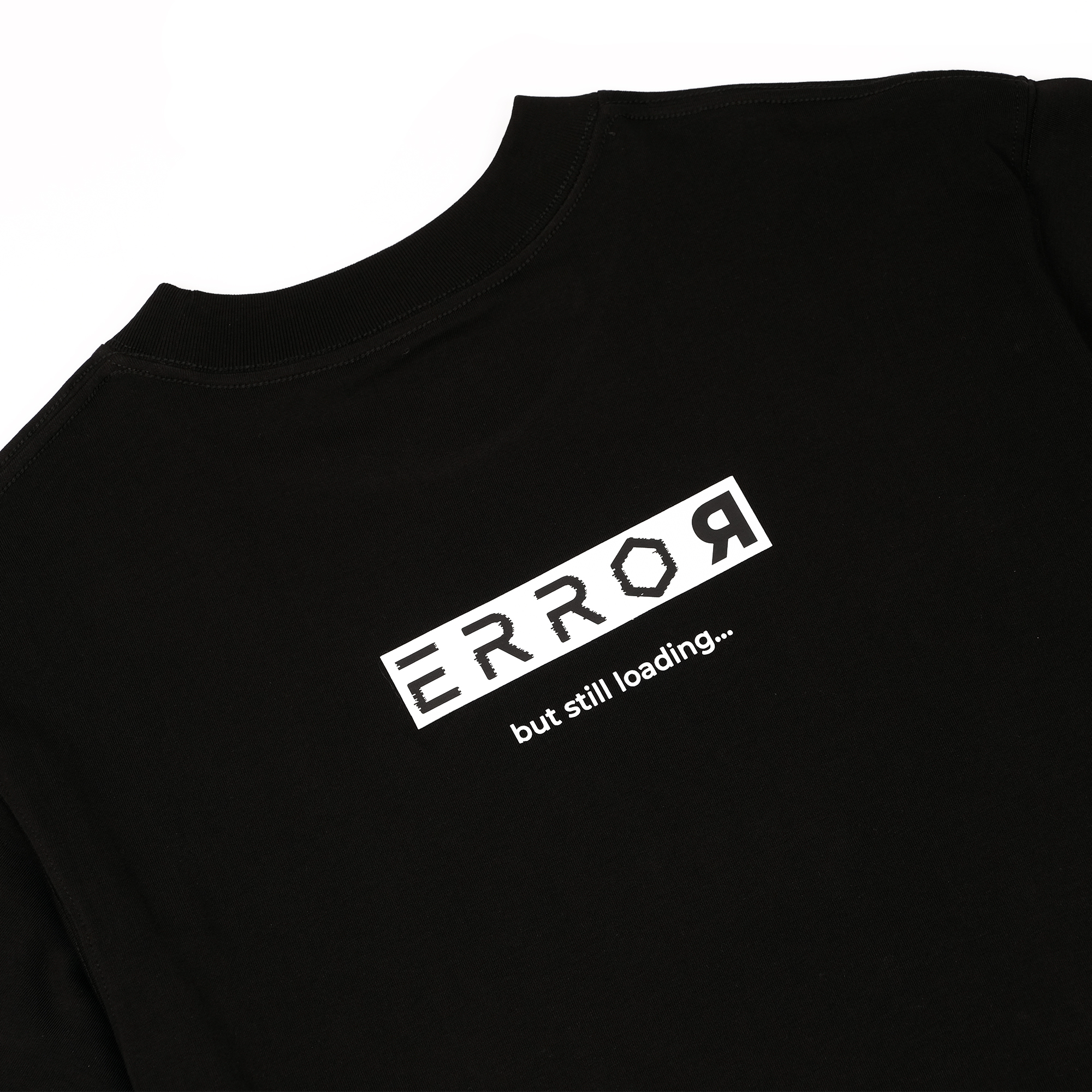 Áo Thun Oversize Nam Nữ Cotton 100% Still Loading Local Brand Error Tee Basic Màu Đen Bo Cổ Tròn Dày 3cm Không Xù Lông Không Co Rút