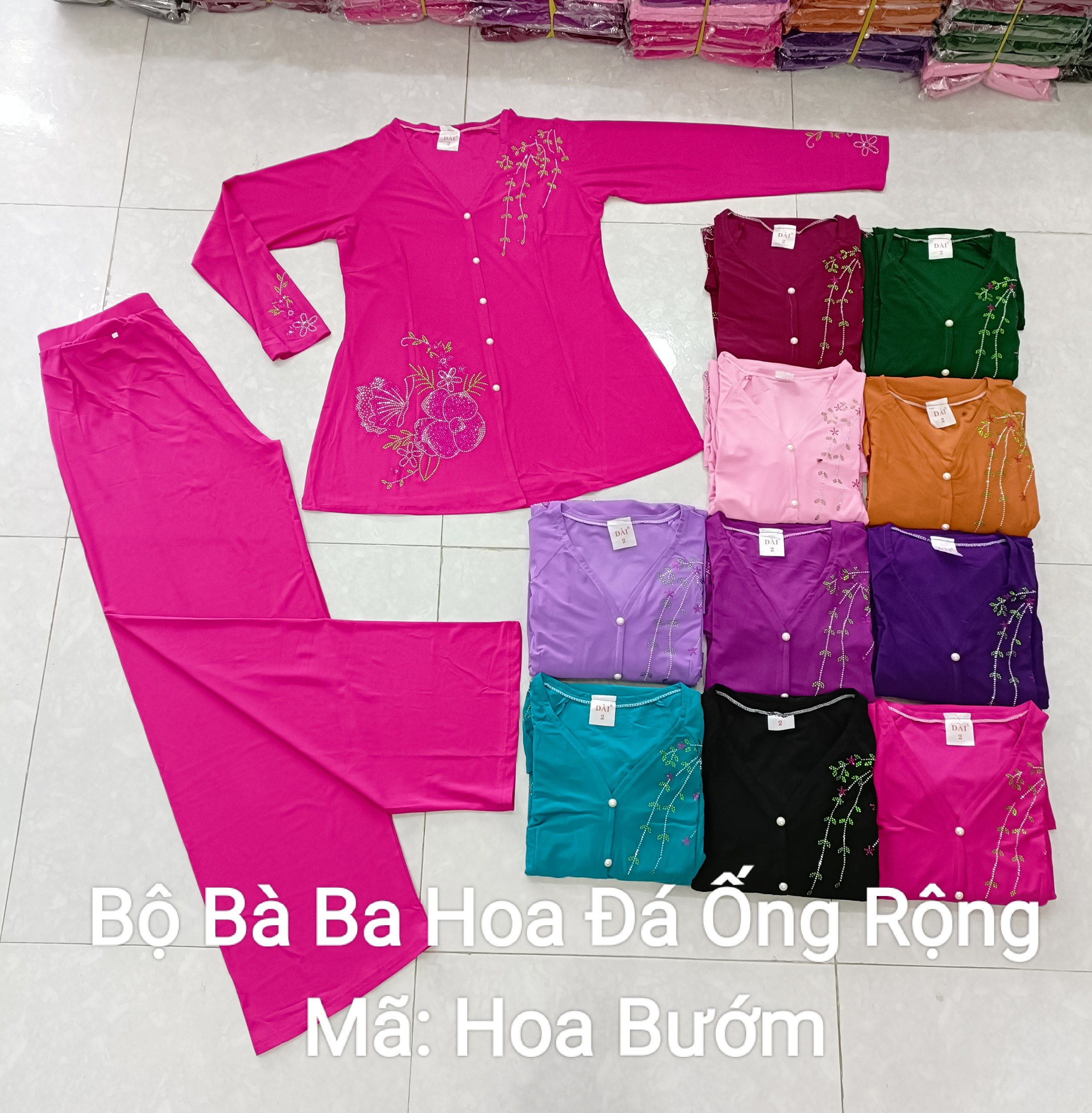 Bộ Bà Ba Hoa Đá Ống Rộng