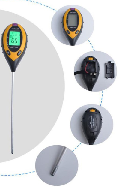 [HCM]Máy đo pH đất dụng cụ đo pH đất 4 trong 1 (pH độ ẩm ánh sáng nhiệt độ) Tặng Kèm Pin 9V