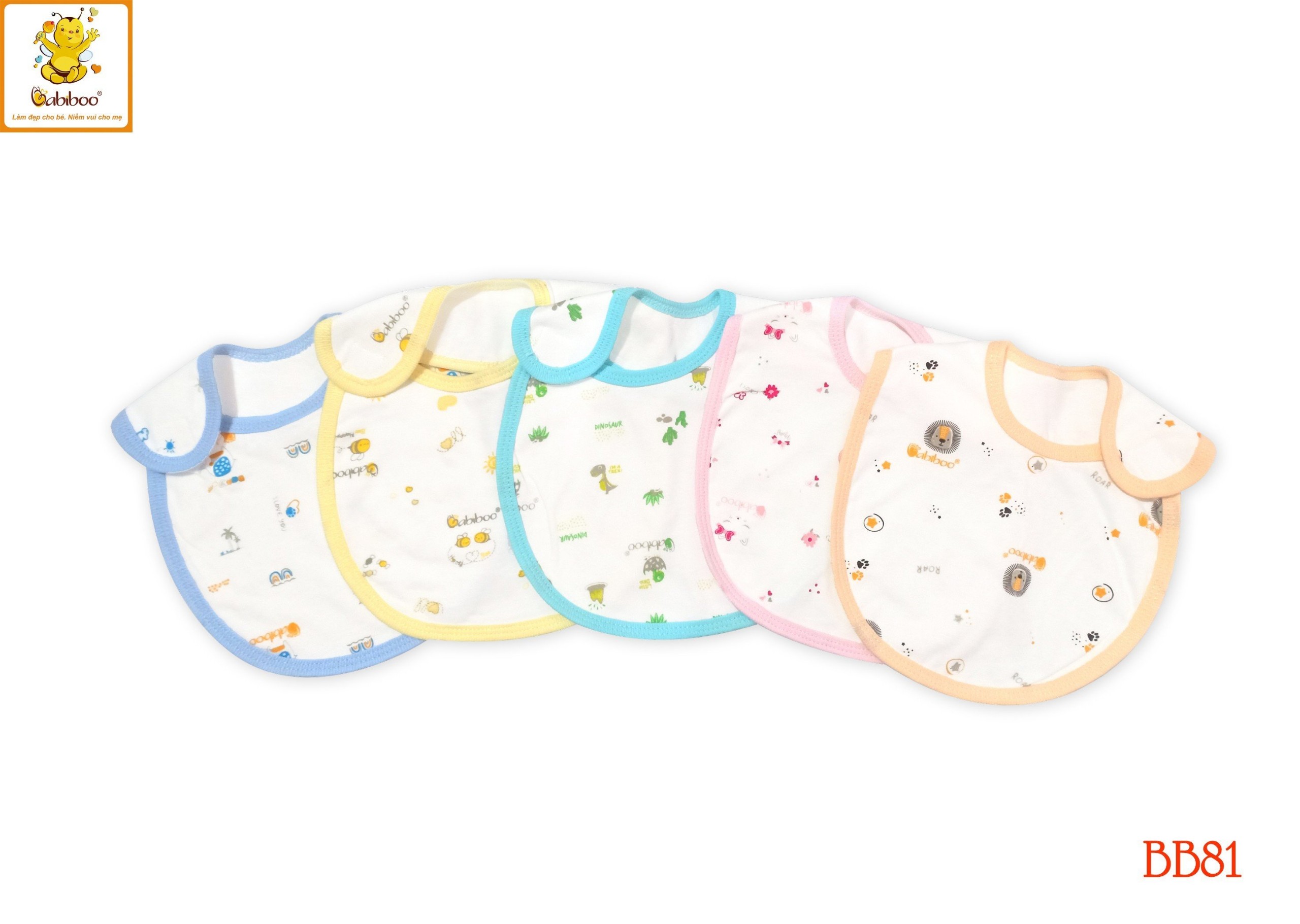 Yếm ăn dặm babiboo khăn yếm cho bé ăn dặm, vải cotton 2 lớp bb81