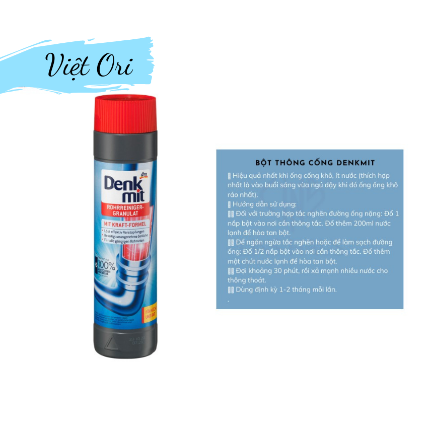 BỘT THÔNG TẮC CỐNG DENKMIT ĐỨC 600g - Đức
