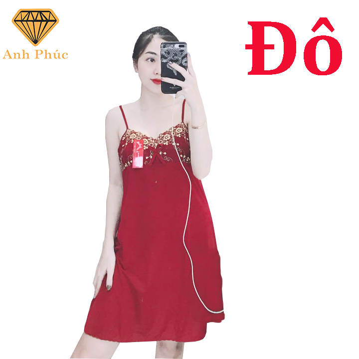 [HCM]Đầm ngủ 2 dây thun lạnh mặc mát  Anh Phúc
