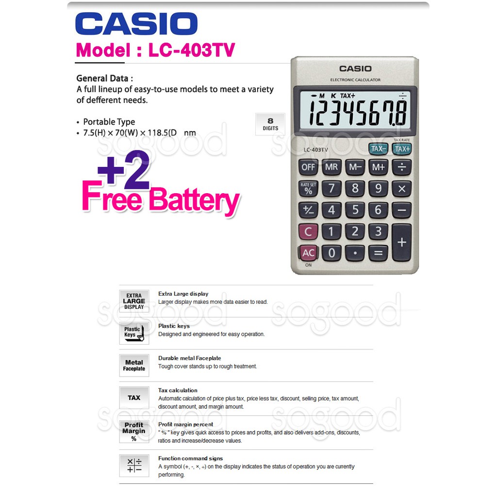 Máy tính Casio bỏ túi mini LC-403TV.