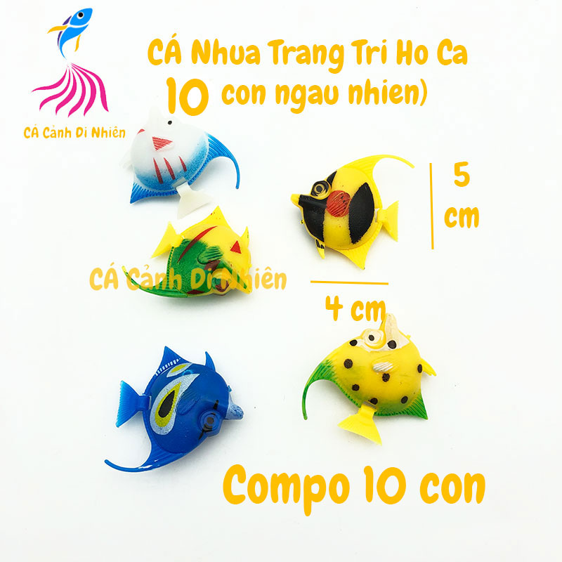 Compo 10 con Cá nhựa trang trí hồ cá bể cá cảnh size 4x5 cm