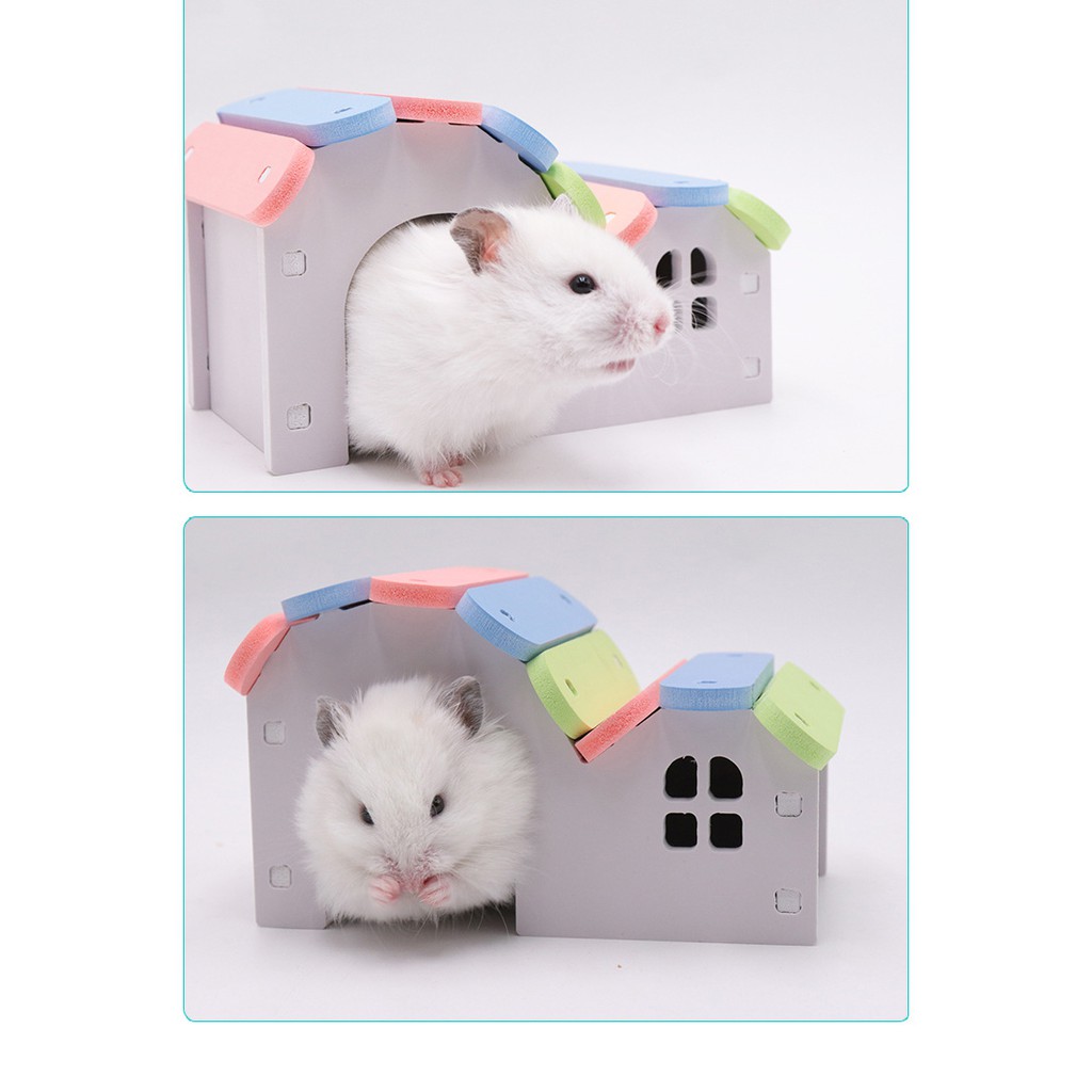 [Hoàn tiền 10%]Nhà gỗ cầu vồng cho Hamster