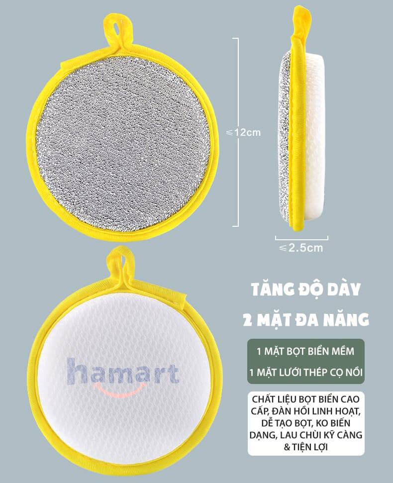 12cm Double-sided Dish Washing Towel Bowl Pot Pan Cleaning Sponges Wash Brushes Round Scouring Pads Cleaner Kitchen Tool