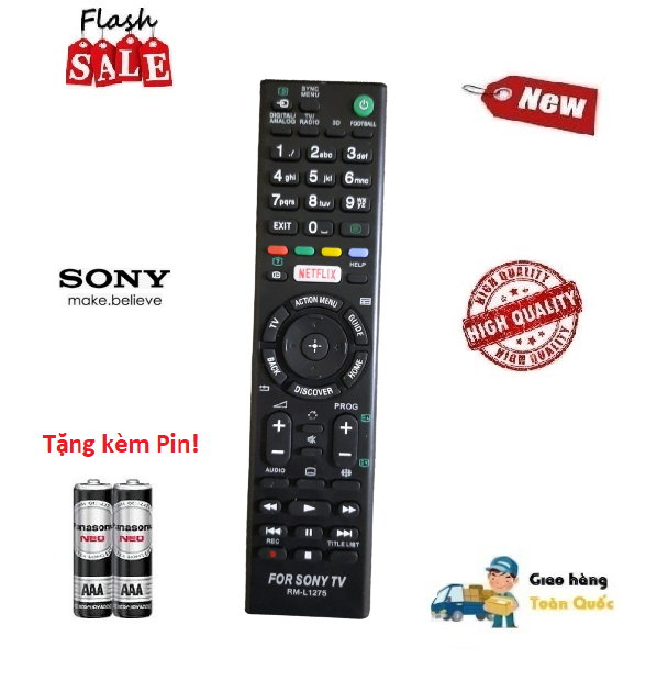 Remote điều khiển tivi sony rm-l1275- hàng loại 1 tặng kèm pin!!!