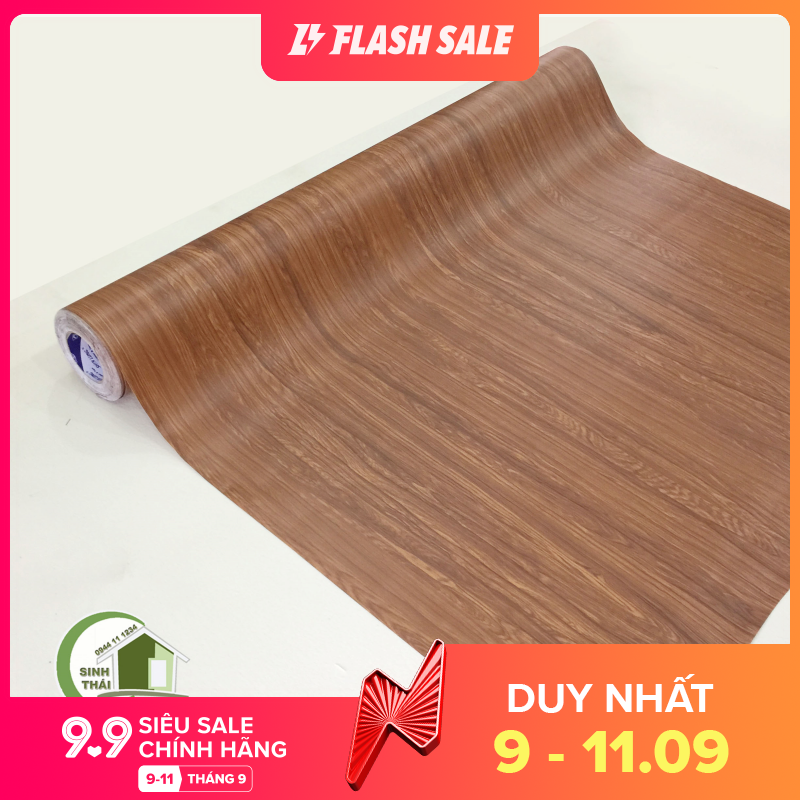 [HCM]Giấy dán tường giả gỗ màu nâu nhạt [ 50cm x khổ 120cm ] có sẵn keo