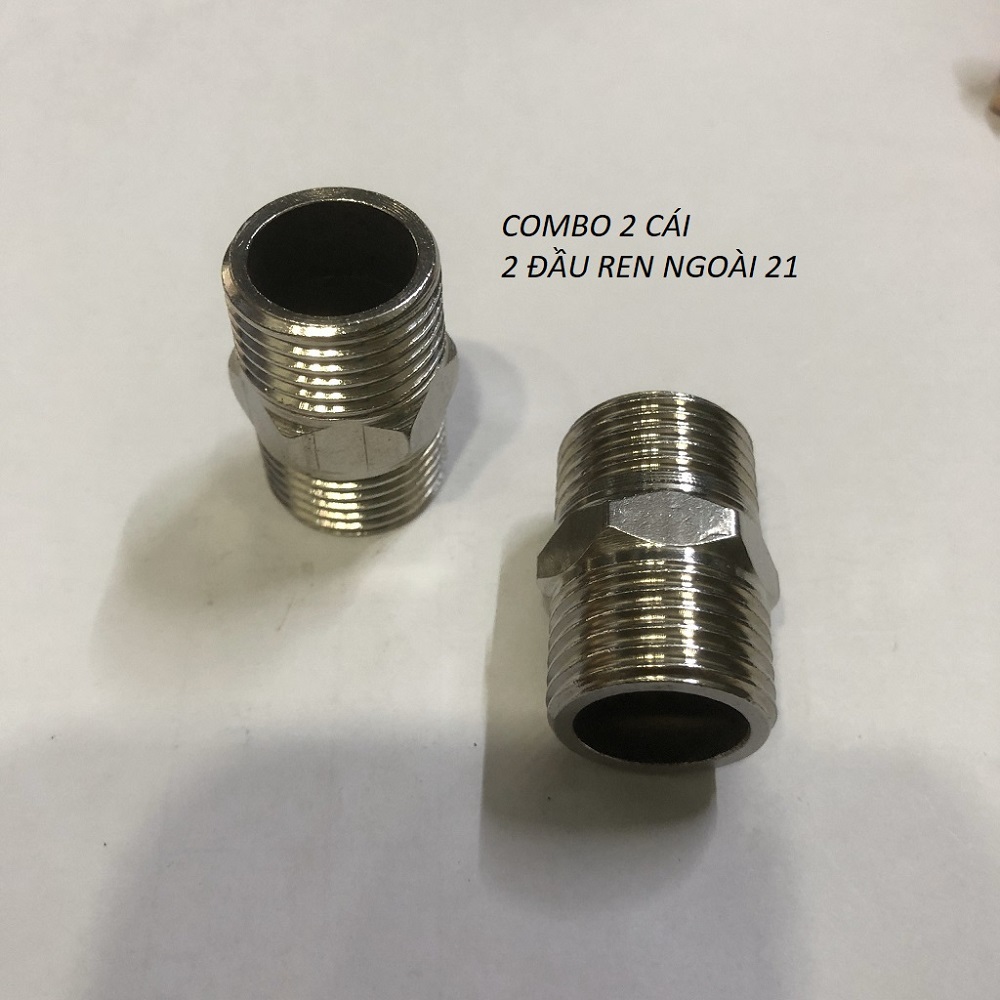 [HCM]COMBO 2 CÁI NỐI 2 ĐẦU REN PHI 21 INOX CÁC LOẠI - NỐI RĂNG