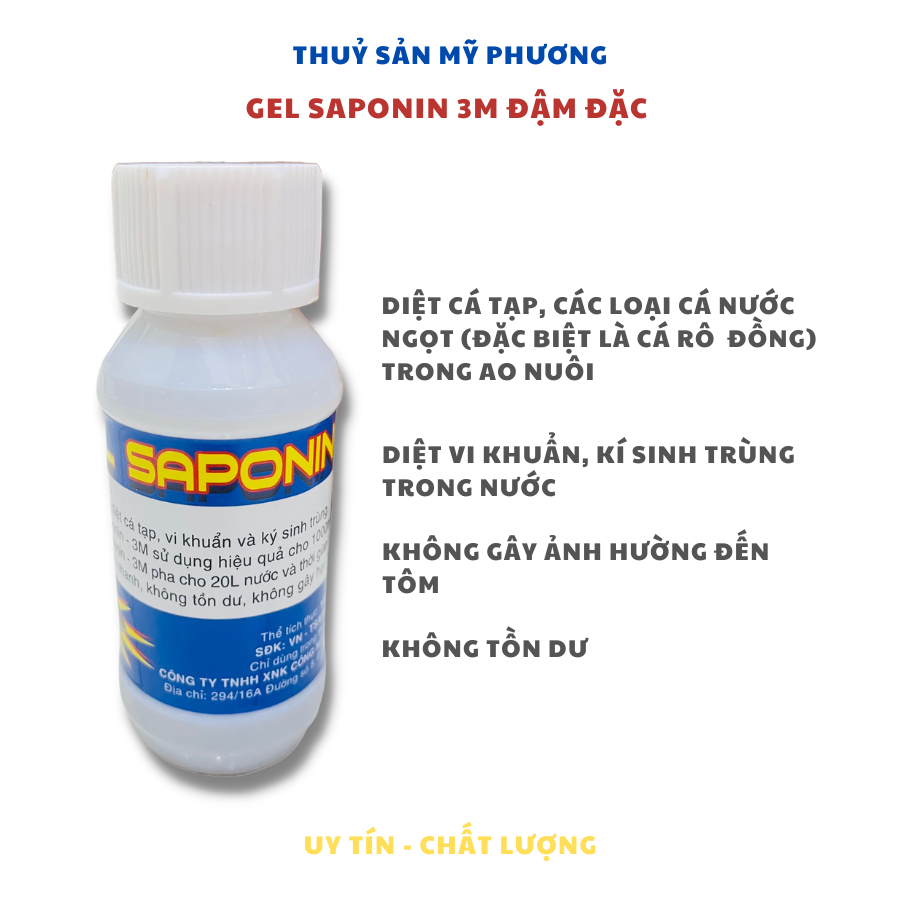 Saponin đậm đặc - gel saponin 3m - xử lý môi trường - diệt cá tạp xử lý ao nuôi trước khi thả giống chế phẩm sinh học nuôi tôm cá ếch lươn baba - thuốc thuỷ sản mỹ phương