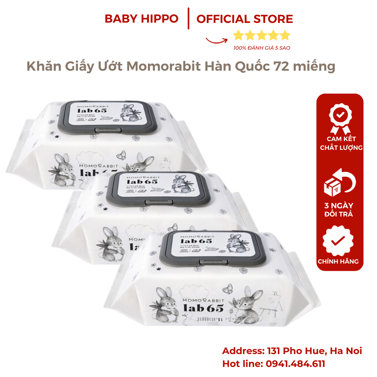 GIẤY ƯỚT MOMORABBIT 72 TỜ