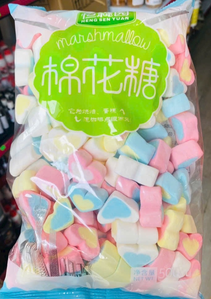Kẹo marshmallow , kẹo bông gòn mềm cao cấp mix màu 500g