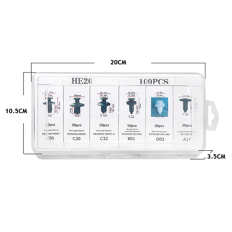 Universal 100 Chiếc Xe Kẹp Ốc Vít Bộ Dụng Cụ Nhựa Đẩy Đinh Tán