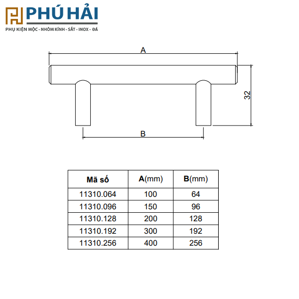 Tay nắm tủ IVAN 11310 Inox