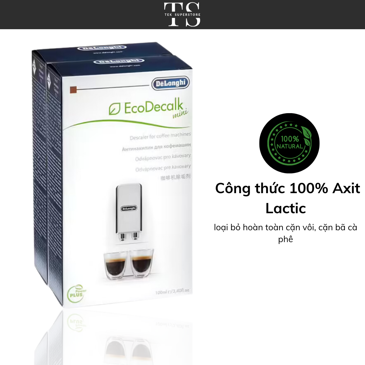 Dung dịch tẩy cặn máy pha Cà phê Delonghi EcoDecalk 100ml, 500ml