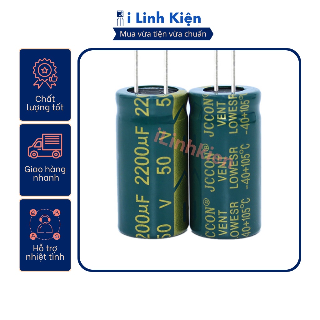 Tụ lọc nguồn 2200uf 50v chính hãng jcon
