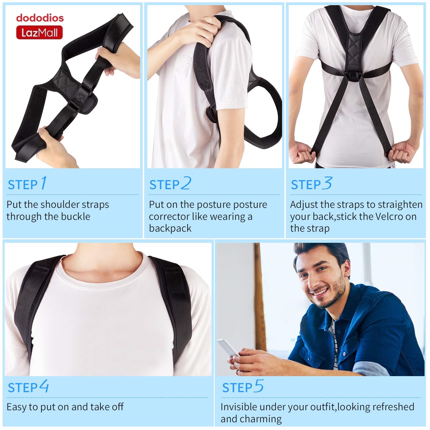 Back support posture corrector, shoulder brace for posture correction Adjustable and Comfortable Clavicle Brace elieves Upper Back&Shoulders Pain Correcting Hunchback Posture (Universal) dododios - Đai chống gù lưng, đai lưng chống gù miDoctor