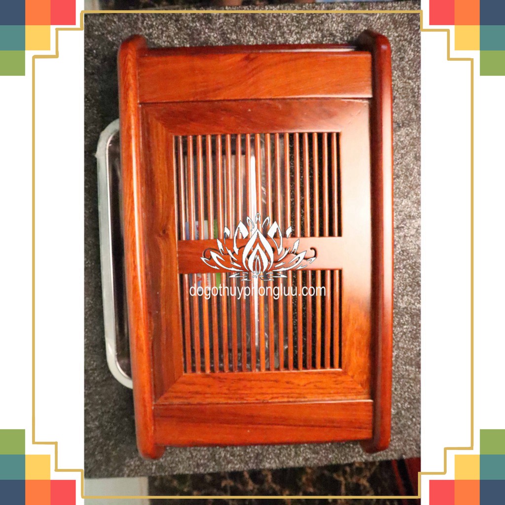 Khay trà nan bằng gỗ hương 53x29cm