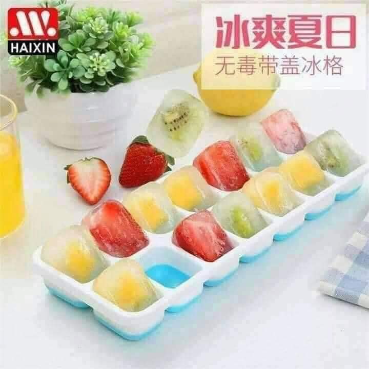 Set 3 khay làm đá thạch silicon có lắp