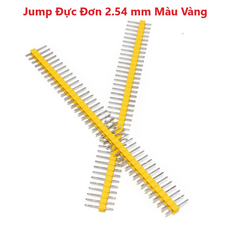 Jump đực đơn cong vuông 90 độ 2.54mm 40p, jump đực đơn thẳng 2.54mm 40p , jump cái đơn thẳng 2.54mm 40p, jump đực đơn thẳng vàng 2.54mm 40p, jump đực đơn dài