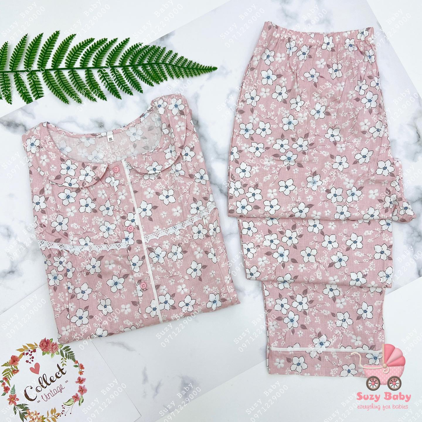 BỘ MẸ SAU SINH THỘ LỤA HÀN QUỐC CỔ SEN