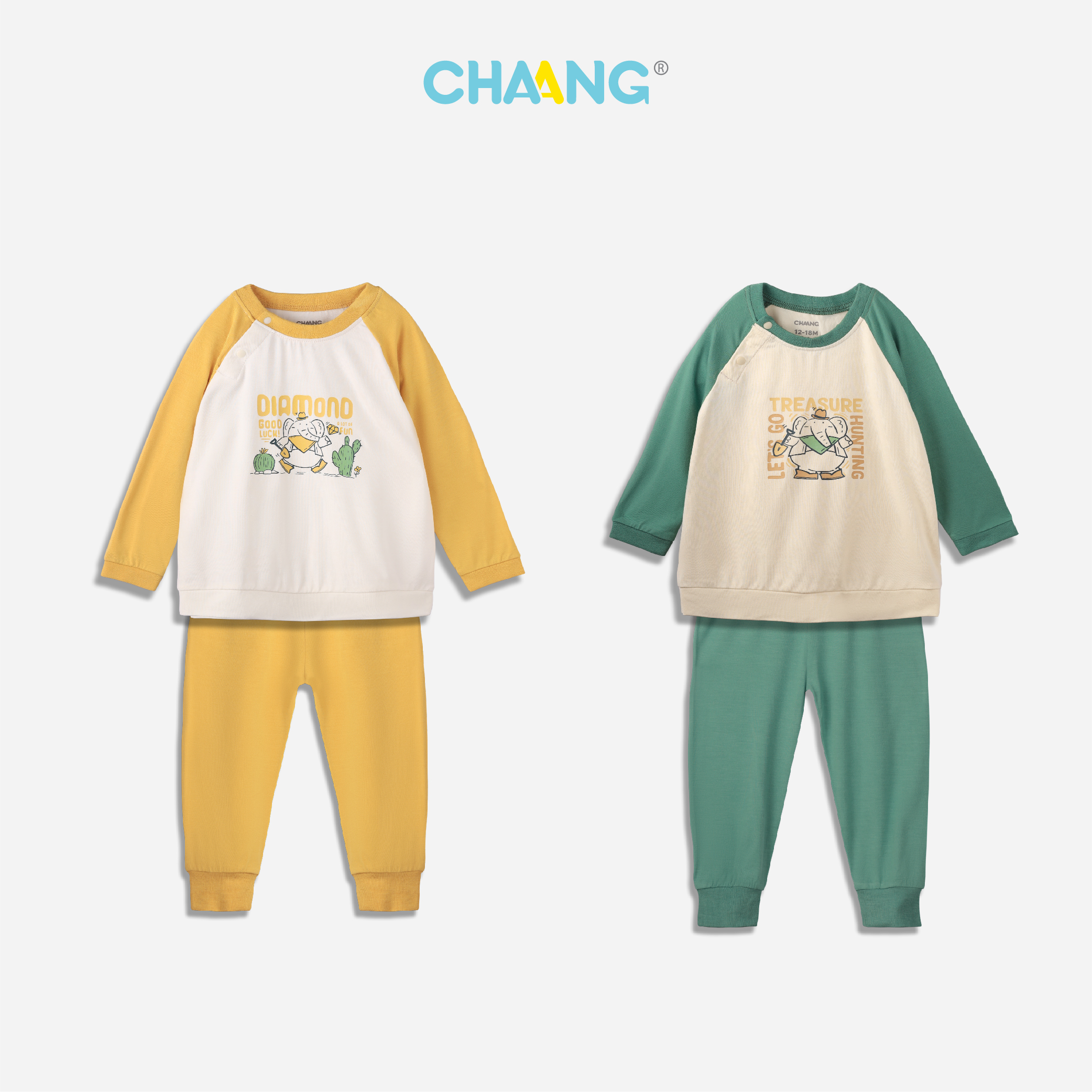 [CHAANG] Bộ quần áo dài tay raglan bé trai Treasure Chaang