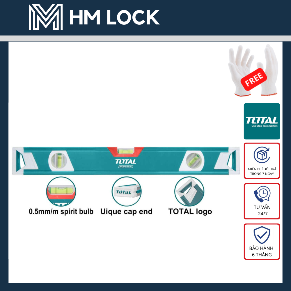 Thước thủy nhôm total 30, 40, 60cm - hàng chính hãng - hm lock